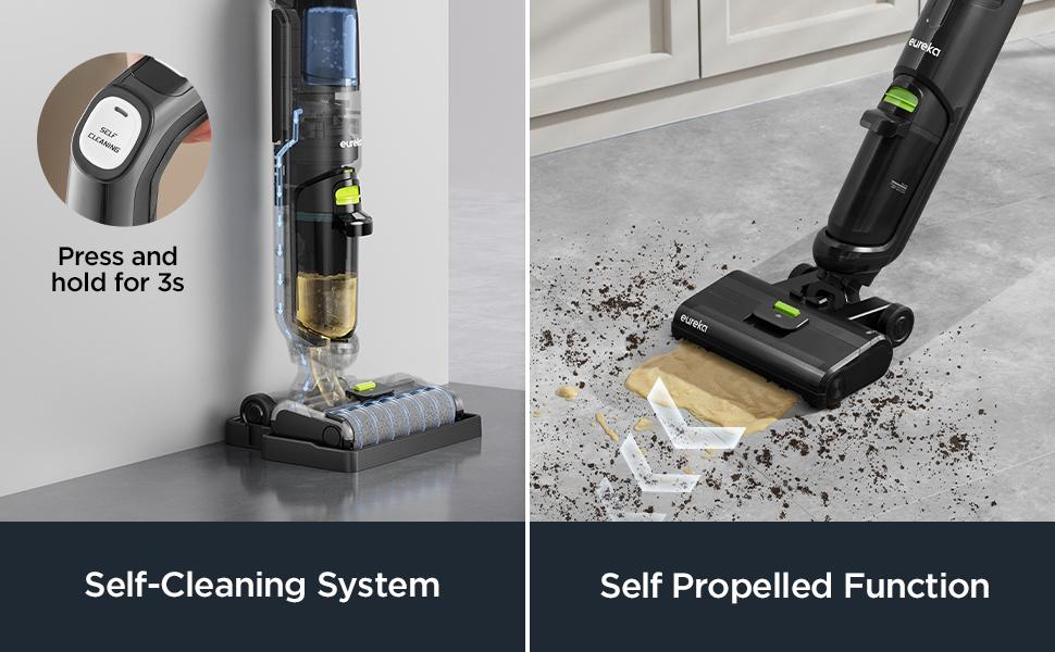 Eureka Cordless Wet Dry Hard Floor Cleaner, Self Cleaning, Smart Vacuum Mop for Multi-Surfaces, Perfect for Cleaning Sticky Messes, NEW400, Viral Cleaner Durable Household Items, 2 in 1 Vac Mop, Self-Propelled, TiktokShopSpringGlowUp, Steam Mop
