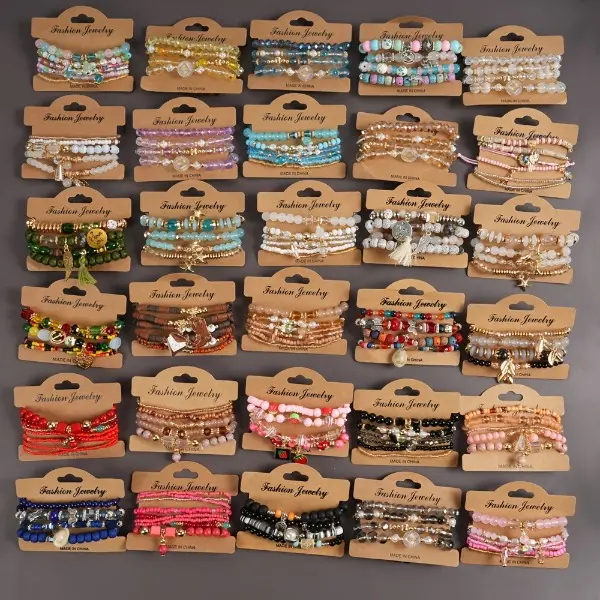 Bohemian Stackable Bracelet Set for Women, 11/23Pcs Handmade Retro Bangles with Multicolor Beads, Beaded Jewelry for Gifting, Handmade Stacking Bangles, 11Pcs Mix, Alloy Chain, Bracelets, Stackable Set, Multicolored Beads