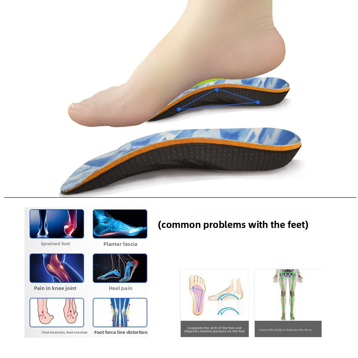 Unisex Flat Foot Orthotic Half Insoles |       Corrects Pigeon Toe/Out-Toe, X/O Leg Deformities