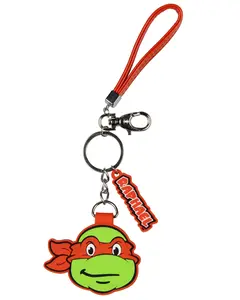 TMNT Raphael Rubber Character Design Air Tag Holder Keychain Wristlet with Lobster Clasp and 2" Rubber Raphael Pendant Compatible with Apple AirTag