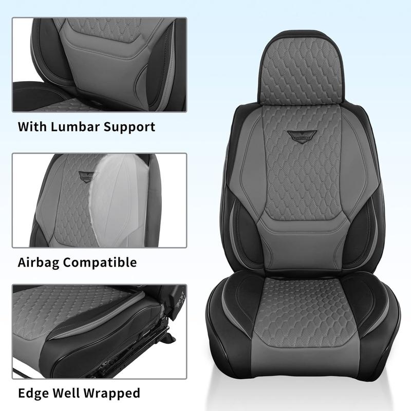 EKR Semi-Custom Pickup Truck Car Seat Covers Napa Leather Waterproof Stain-Resistant Fits 99% of Sedans Including Toyota Tacoma Tundra Ford F-Series F150 Chevrolet Ram GMC Multi-Color Interior Upgrade Easy Installation Scratch-Resistant