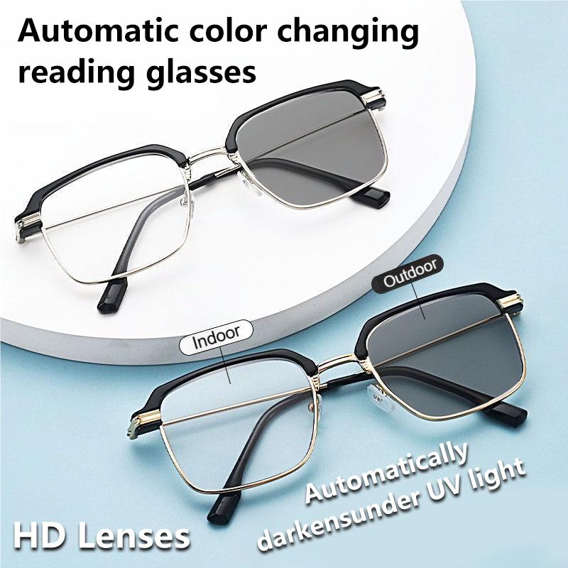 Unisex Rimless Anti-Blue Light Reading Glasses, Photochromic, Reading-Specific | High-Definition Vision, Blue Light Filter, Ergonomic Design, Soft Silicone Nose Pads UV protection, specially designed for close-up vision.