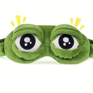 Soft Fluffy Green Frog Sleeping Eye Mask, Wash Face Hair Tie Bundle for Travel & Office Use  fish vegetable various