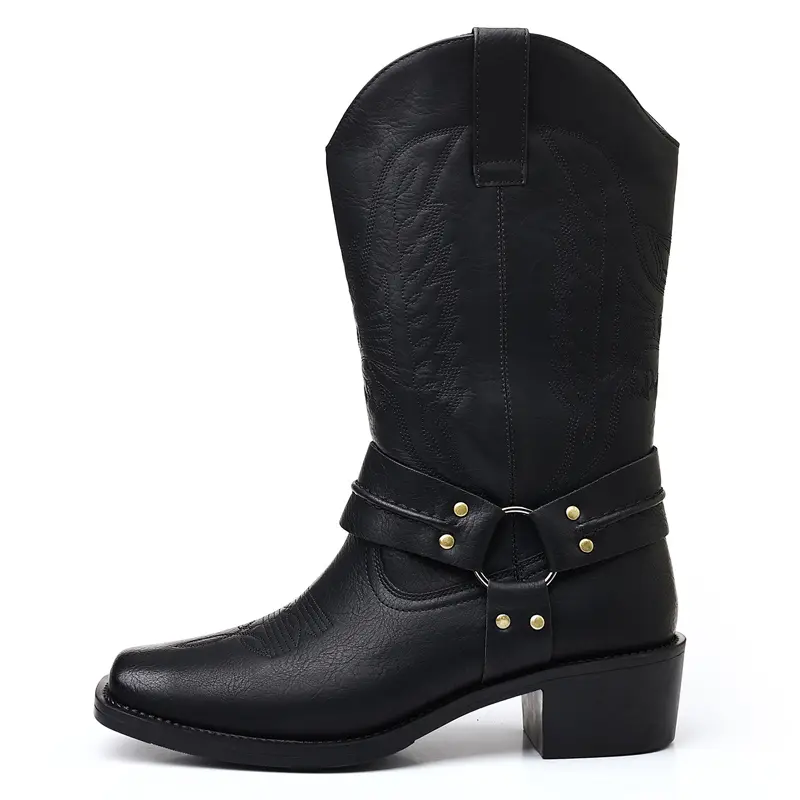 Men’s Retro Mid-Calf Leather Slip-On Boots - Versatile Shoe, Footwear for Everyday Wear, Urban Casual Retro Look, Textured Pu