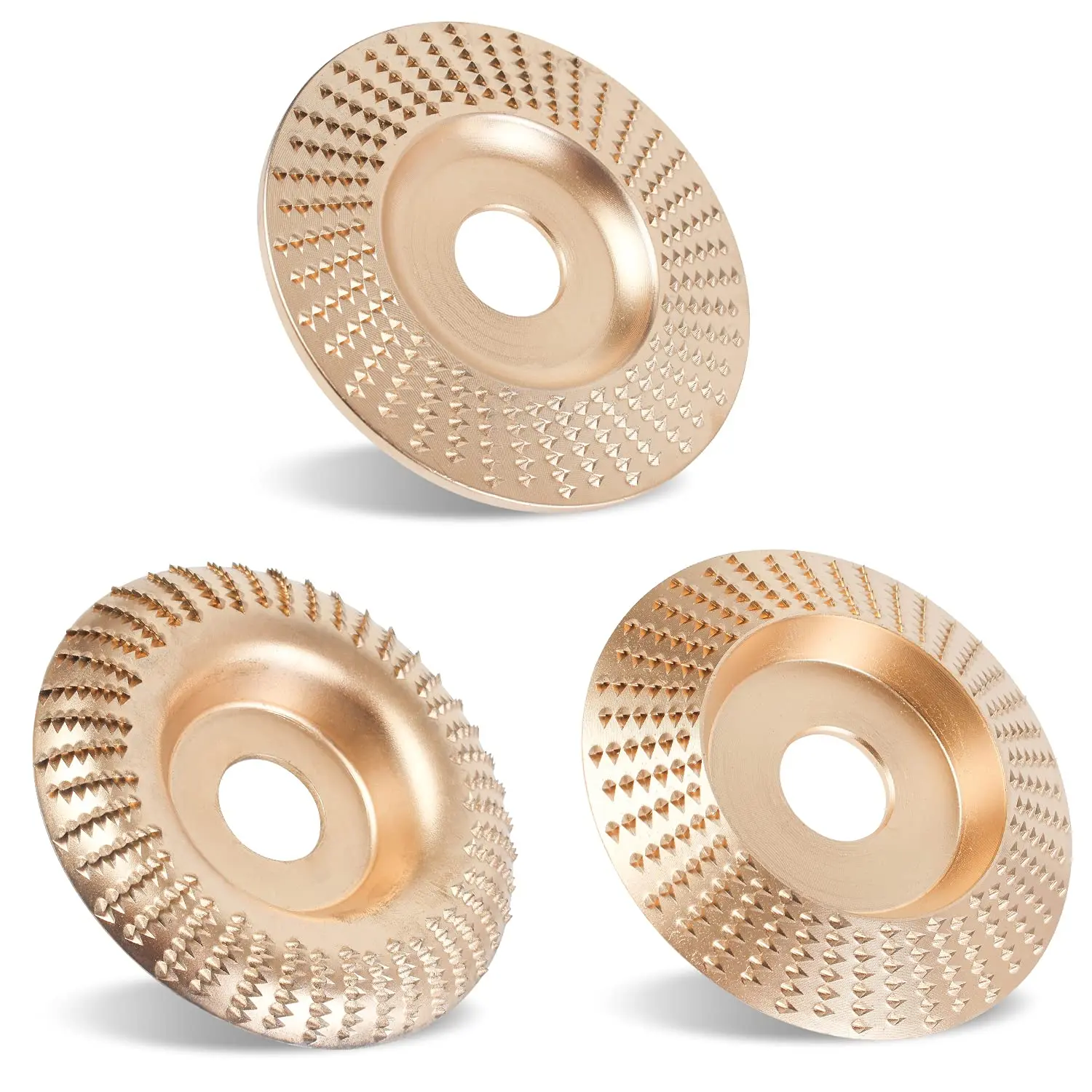 3PCS Angle Grinder Polishing Pad, Wood Carving Disc Set for 4 1/2 Inch Angle Grinder, Wood Sanding Disk Grinding Wheel, Stump Grinder Attachments for Wood Cutting Shaping Efficient Material Removal Paint Stripping