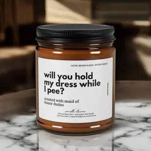 Maid Of Honor Proposal Candle, Bridesmaid Proposal Gift, Will You Hold My Dress Candle, Bridal Party Gifts for Wedding Bachelorette Party, Gift for Boyfriend, Husband Gift, Funny Gift for Him, Valentines Day Gifts, Holiday Candle, Valentines Gifts For Him