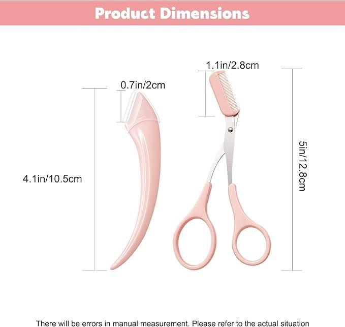 Arc Eyebrow Knife & Scissors with Comb for Eyebrow Shaping Kit Stainless Steel Beginner Beauty Tools Suitable for All Skin Types Men's & Women's Hair Removal Accessories for On-the-Go Use Makeup Cosmetic