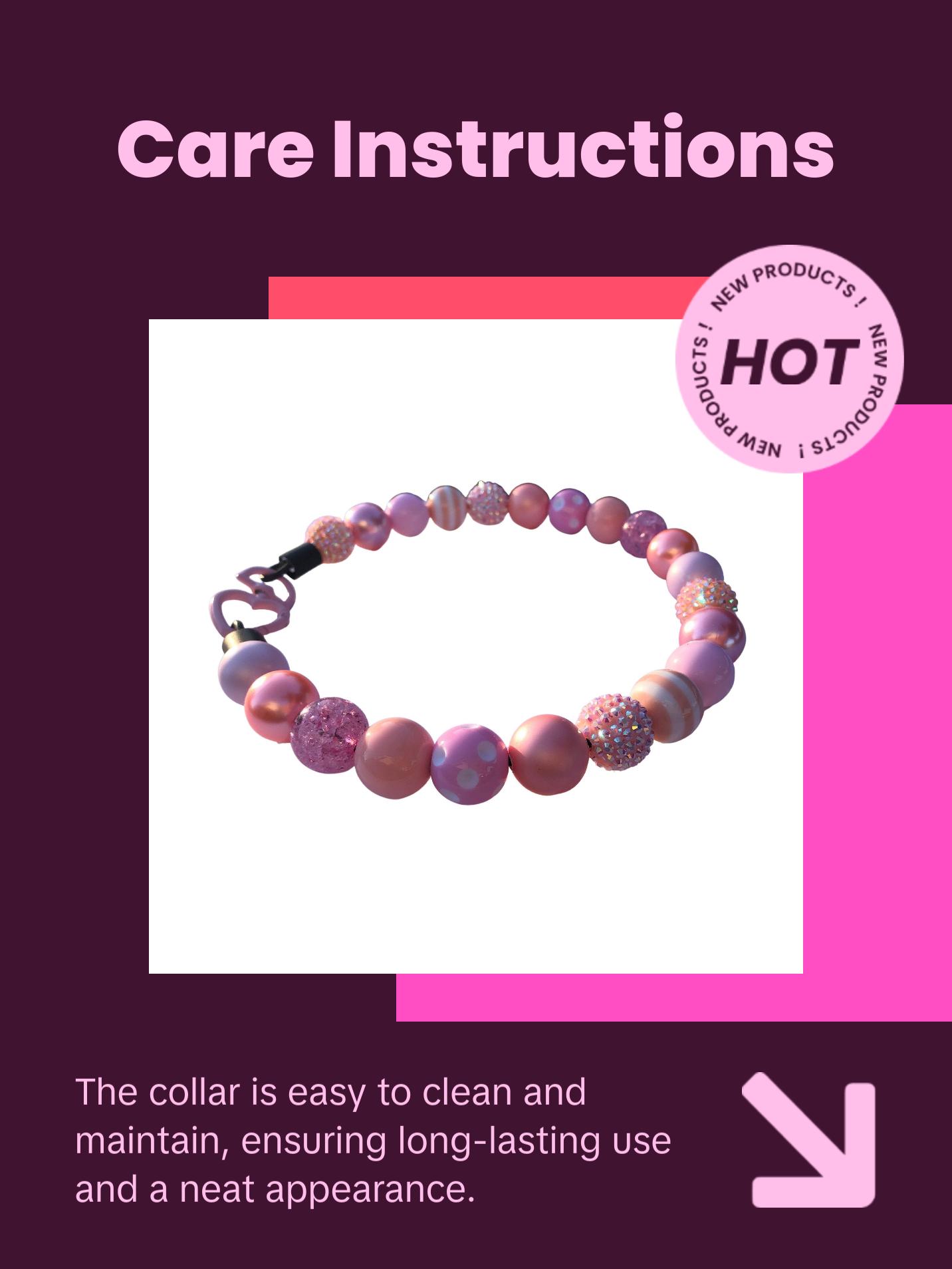 Peachy Pink Beaded Dog Collar | Custom  | Durable Dog Necklace | Coral & Light Pink Bead Collar for Dogs | Puppy Pearls | Pearl Collar