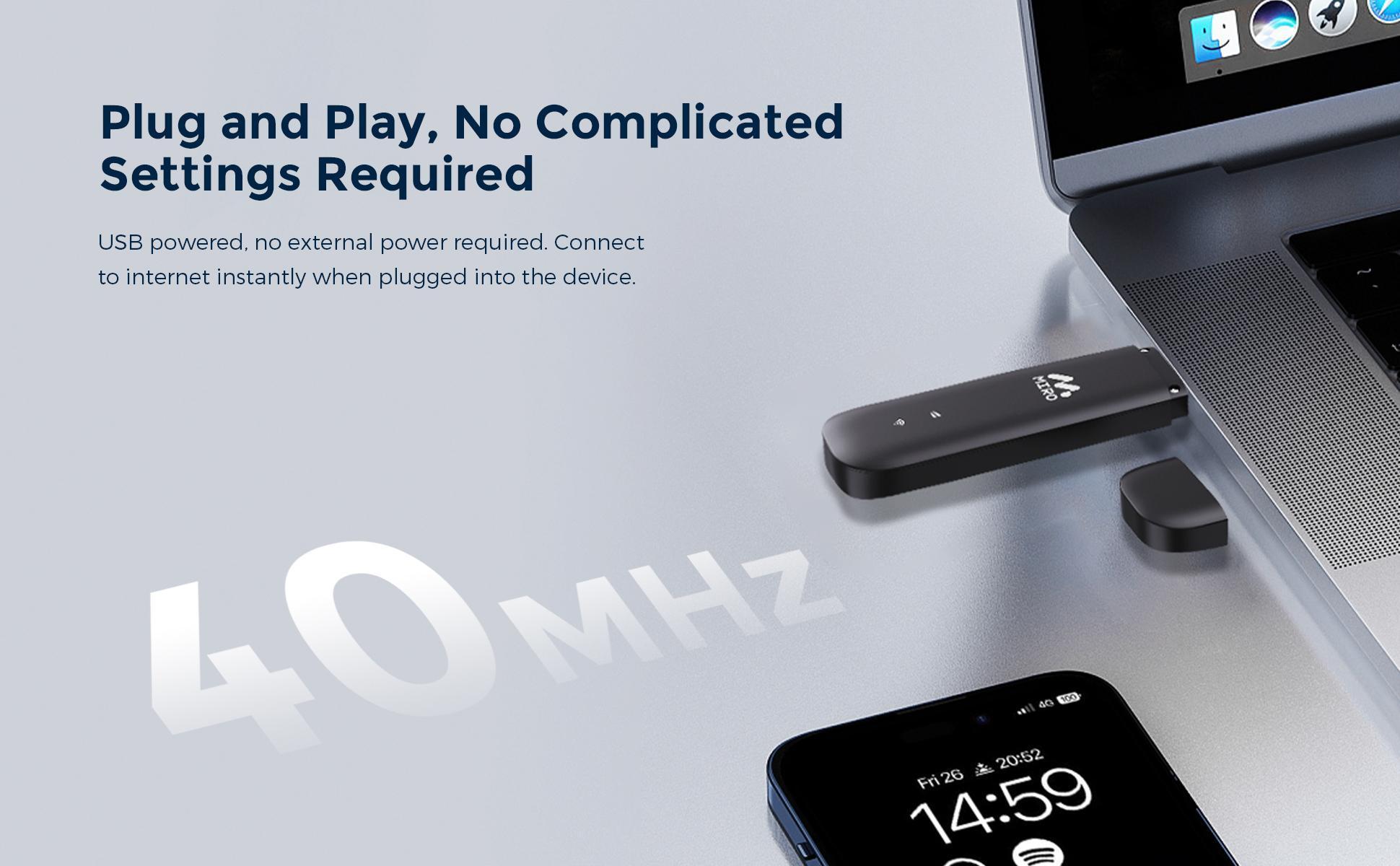 【UF1】MIRO  USB WiFi Dongle – 4G High-Speed, Plug & Play, Dual Slots, Compact & Portable, Ideal for Travel, Work, Remote Learning & Outdoor Use, Reliable Connection, Perfect Gift for Tech Enthusiasts & Holidays