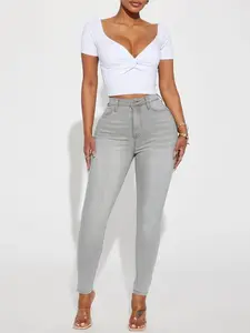 Madrid Booty Lifting High Rise Stretch Skinny Jeans - Grey