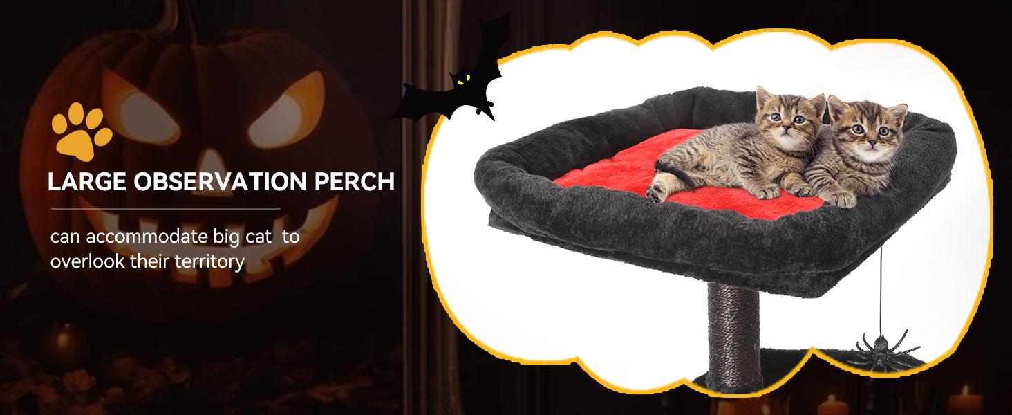 Yitahome Gothic/Christmas Cat Tree with Coffin Bed, Cat Tower for Cats with Top Perch, Spacious Cat Condos, Comfy Hammock, Scratching Post and Ladder
