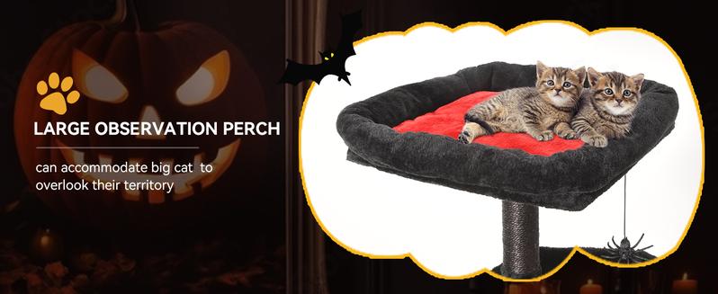 Yitahome Gothic/Christmas Cat Tree with Coffin Bed, Cat Tower for Cats with Top Perch, Spacious Cat Condos, Comfy Hammock, Scratching Post and Ladder