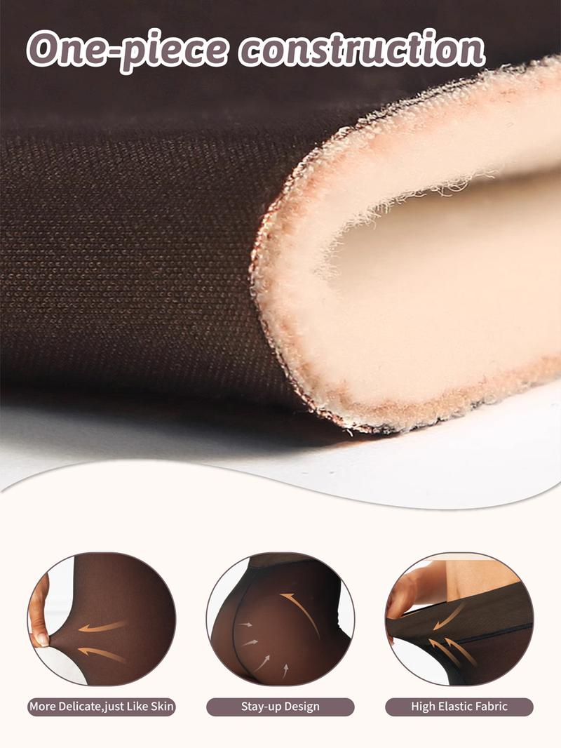 Winter Magic Fleece Uned Leggings One Seam Compression Band Fleece-lined Tights M To 3XL 6 Shades Closed Foot Magic Skin Pantyhose Plus Size Light Brownfu Big Black Women Minimalist