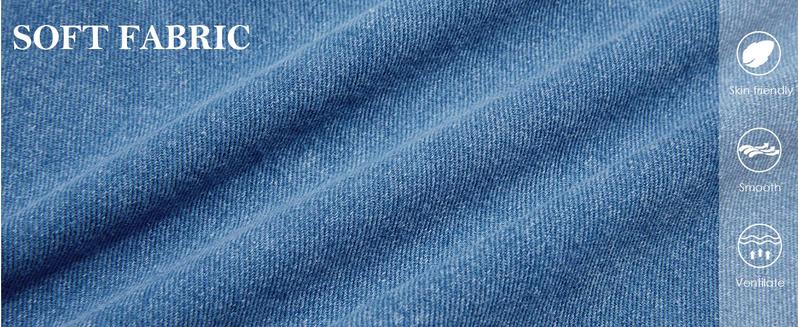 Imily Bela Womens Denim Mini Dress Casual Summer Cap Sleeve Tie V Neck Loose Babydoll Jean Dresses