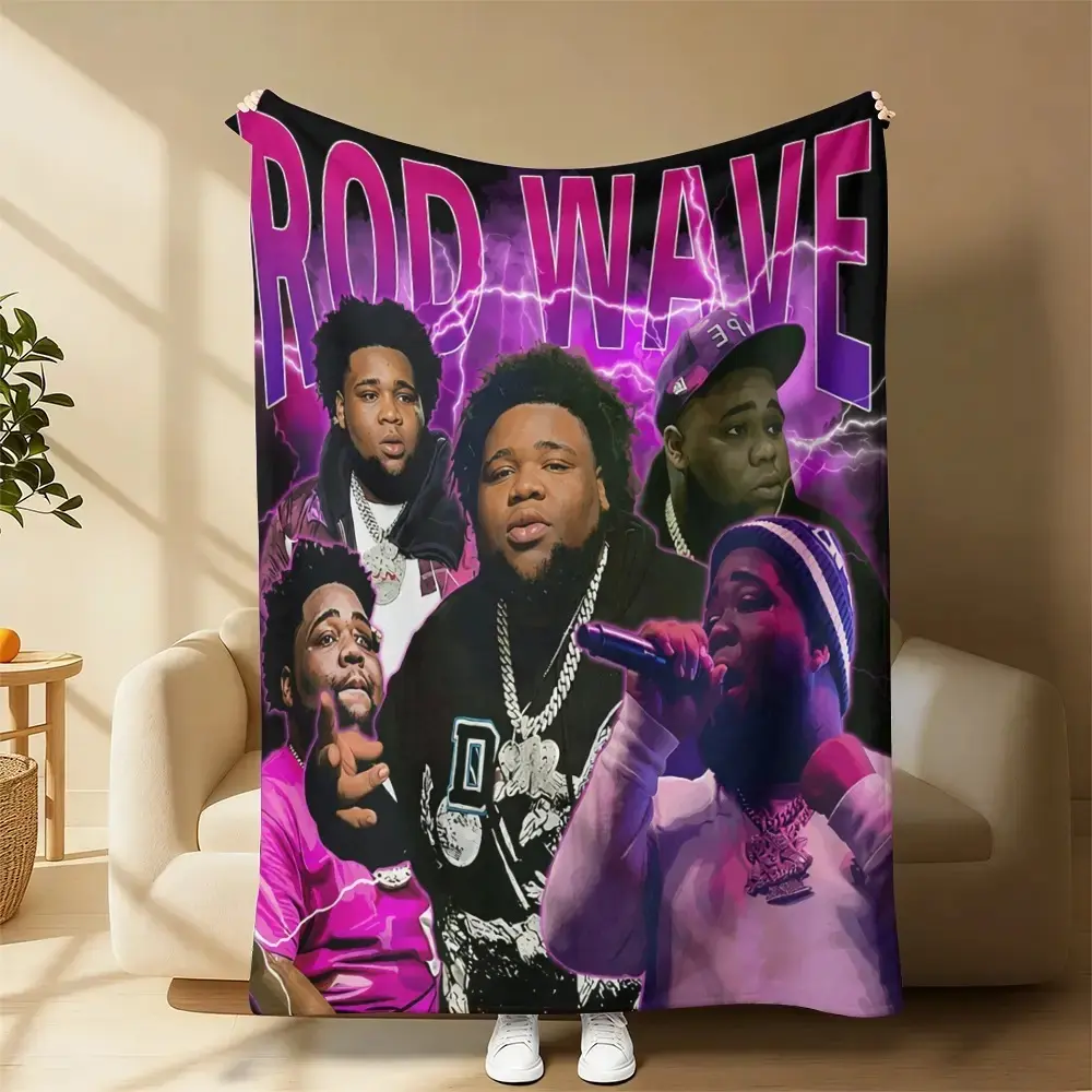 Countdown Sale! Soft Funny Throw Blanket Rod Wave Flannel American Blankets Lightweight Warm Blanket Plush Air Conditioned For Teen Couch Bed Sofa Living Room Chair