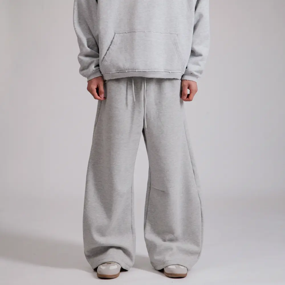 Woolenmaker Mens Clothing Baggy Sweatpants - 400 GSM Heavyweight Cotton Fleece, Smooth Polyester-Spandex Drawstring Joggers, LINDEN Extra Baggy Men's Scimitar Pants, Pocket Clothes