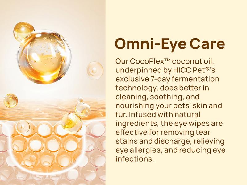 Eye Wipes for Dogs & Cats, HICC PET Hypoallergenic Dog Eye Wipes Cleaner, Natural Cleaning Grooming Pet Wipes Gently Remove Tear Stain, Eye Debris, Discharge, Mucus, Non-Irritating, Unscent, 100 PCS Large  Pet Grooming Eye#petlife