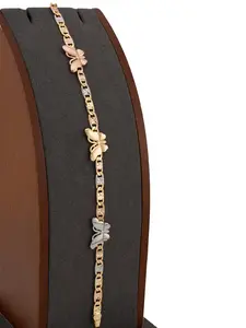 Beautiful 7.5-inch gold-plated bracelet with a beautiful Butterfly Three colors design. Perfect gift for Valentine's Day.