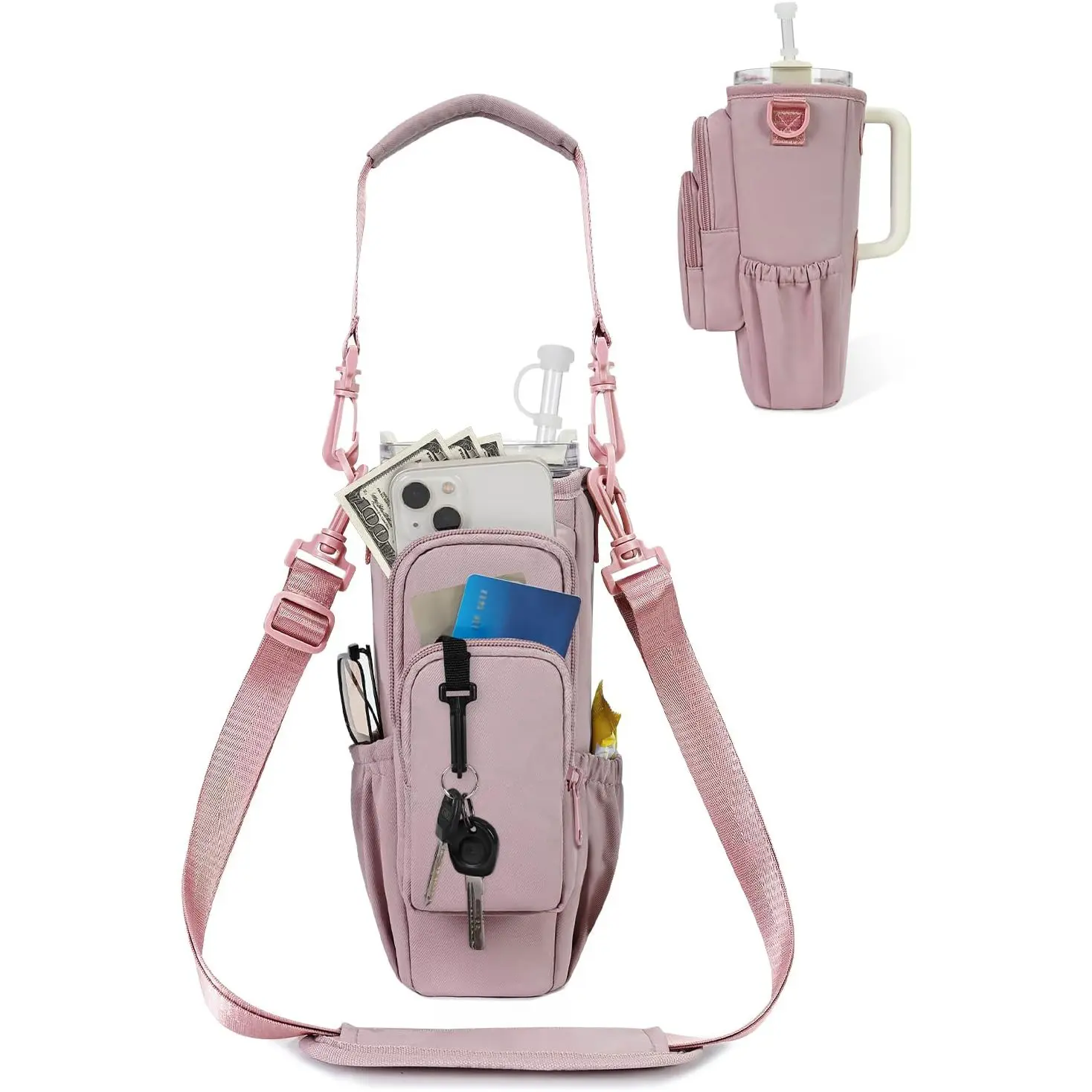 Sportsnew Water Bottle Carrier Bag for Stanley 40oz Tumbler – Insulated Crossbody Holder with Phone Pocket, Straw Cover & Adjustable Strap for Hiking, Travel & Outdoor,back to school,back to school haul