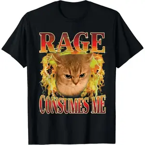 Cat Rage Is Consuming Me Funny Angry Meme Cats Humor T-Shirt