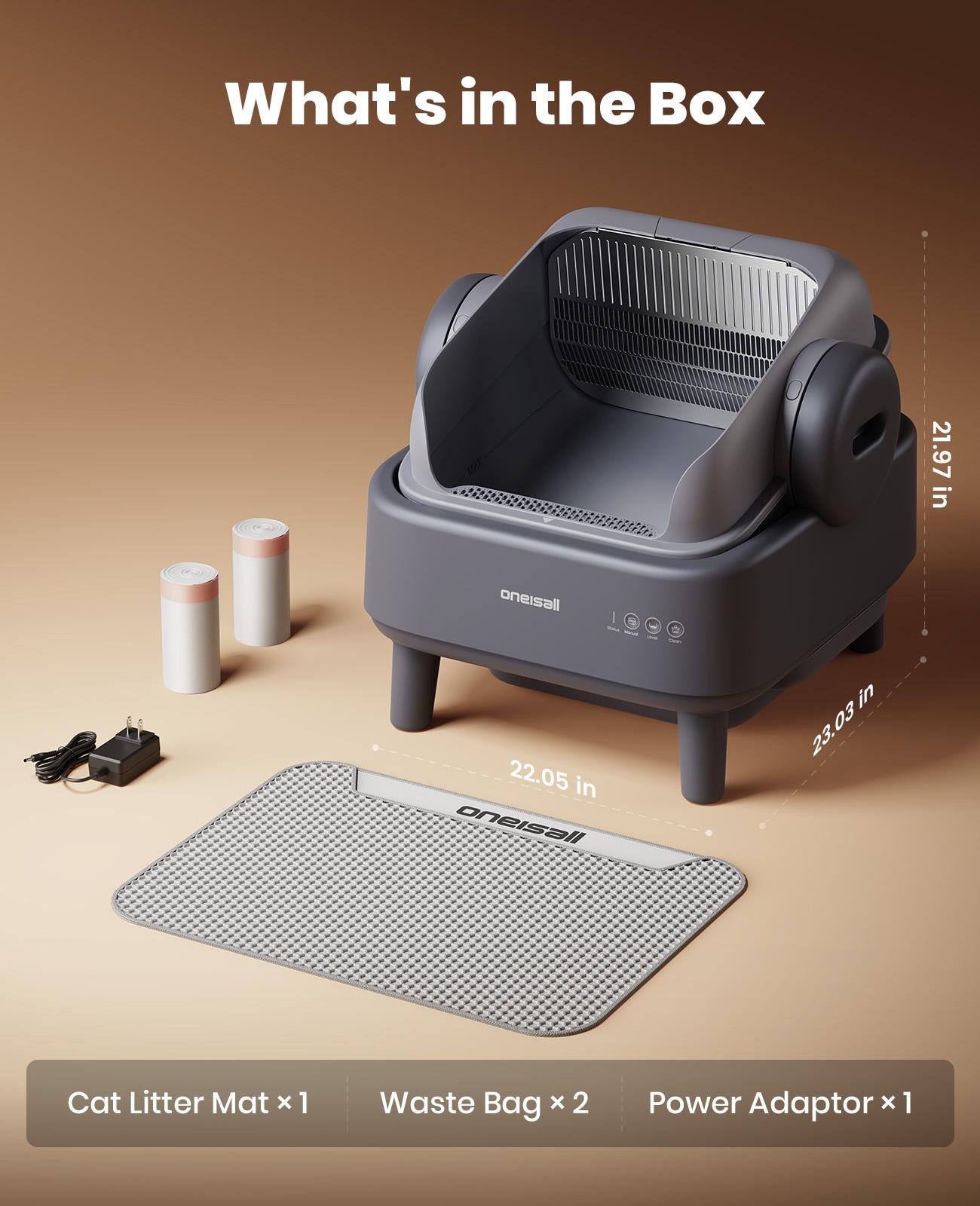 Oneisall Automatic Self-Cleaning Cat Litter Box | APP Control,  11L Large Waste Drawer, 14 Days Scoop-Free, Easy to clean, Easy to disassemble, Weight & Safety Sensors, Ultra-Quiet, Leak-Proof, Safety Sensors and Large Open Top,For Medium Cats & Kittens