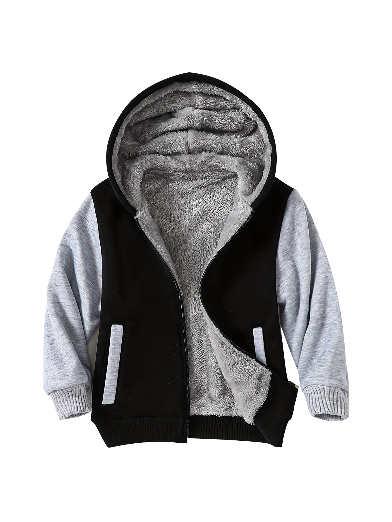 #backtoschoolChildren's zipper hooded coat 3-14 years old boy Sherpa lined coat winter outdoor sweatshirt warm coat