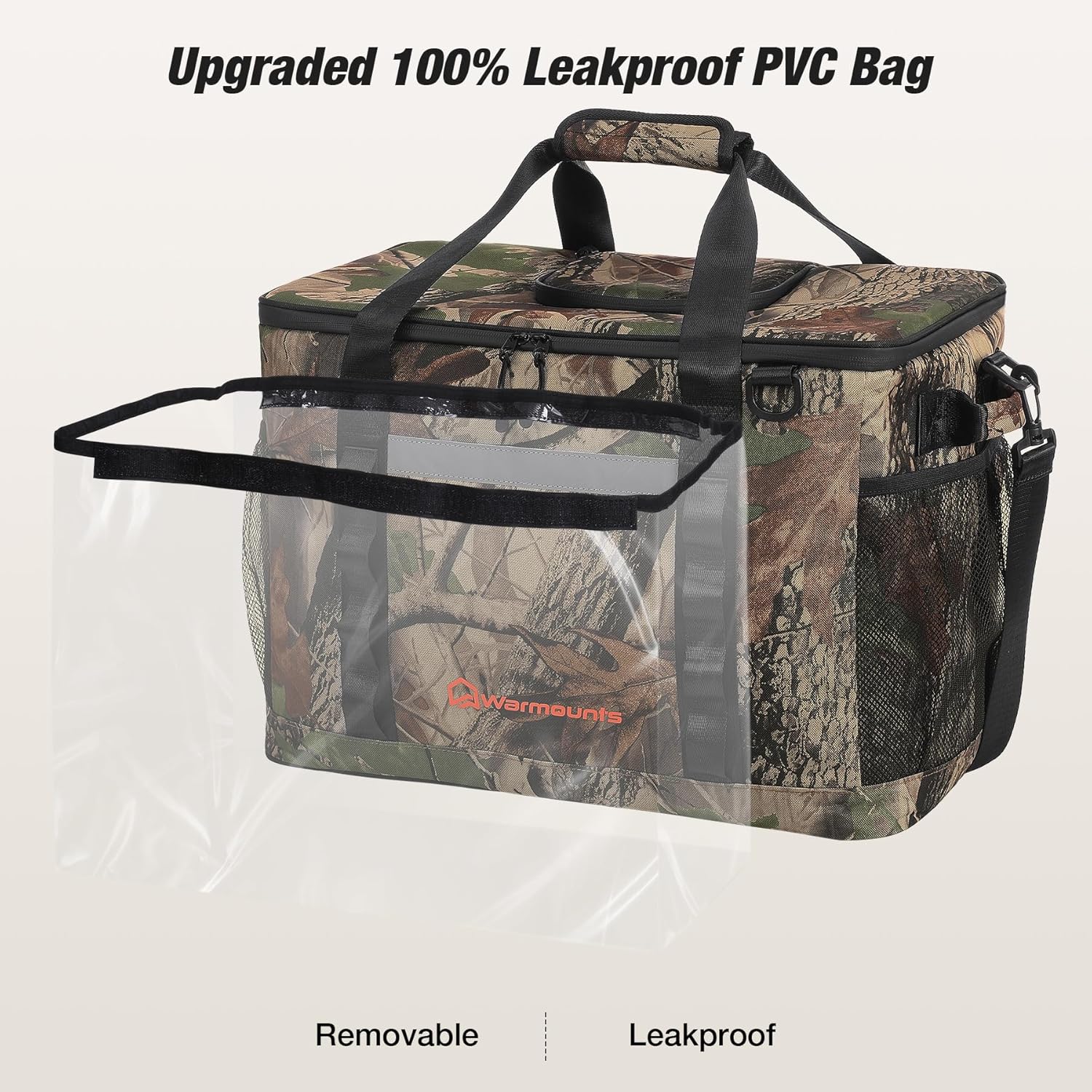 WARMOUNTS Insulated Cooler Bag 75/48 Cans, Soft Sided Portable Lunch Bag Coolers w/Zippered Top, Leak Proof PVC Interlayer, 5-Layer Insulation Large Ice Chest Bag for Travel, Camping, Beach, Picnic