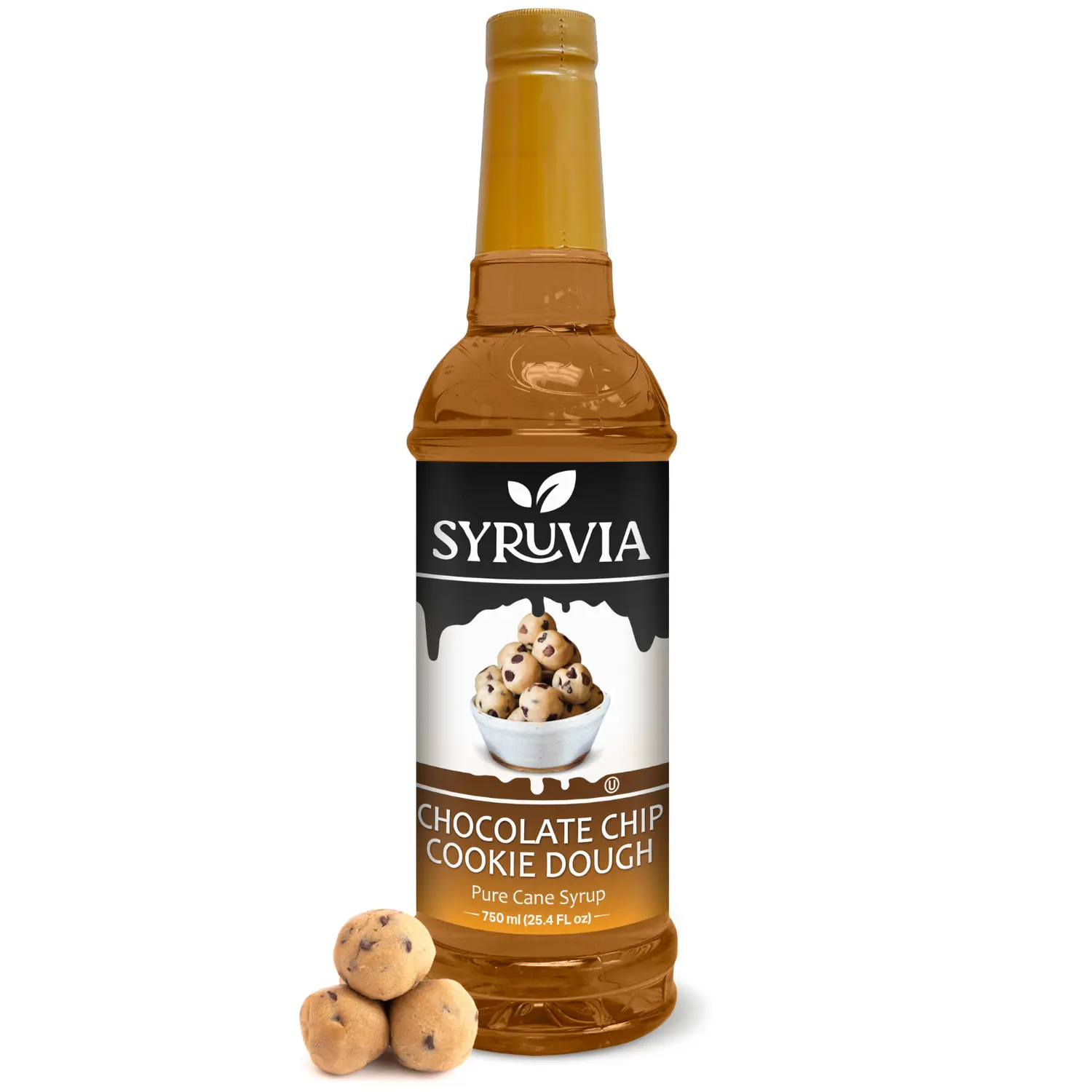Syruvia Chocolate Chip Cookie Dough Flavored Syrups - 25.4 oz Sweet Sugar-Infused Premium Beverage Syrup, Kosher, Gluten-Free, Ideal for Drinks, Desserts