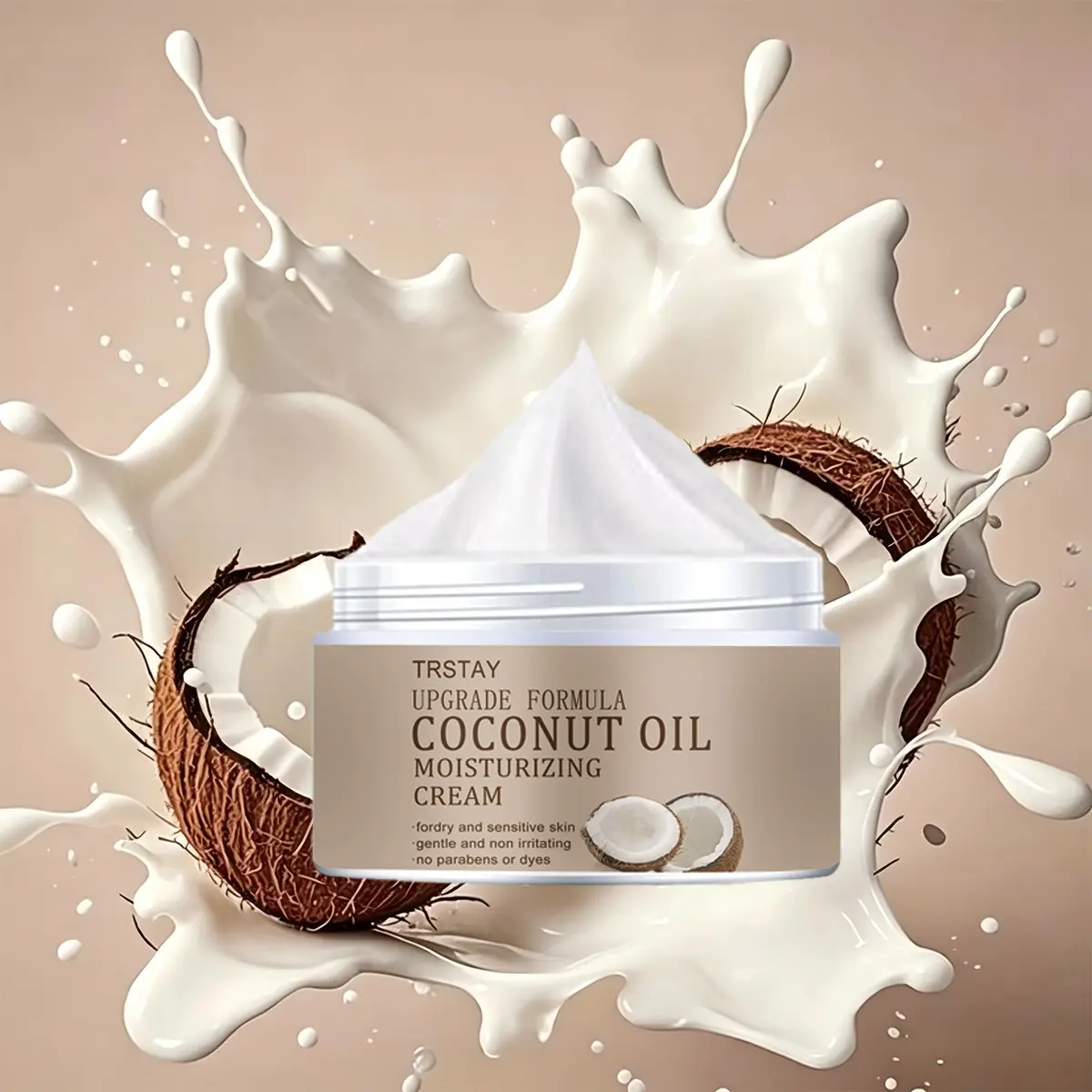 Trstay Coconut Oil Niacinamide Ascorbic Acid Brightening Cream, Hydrating Even-Tone Nourishing Skin Cream with Titanum Dioxide & Lemon Seed Oil