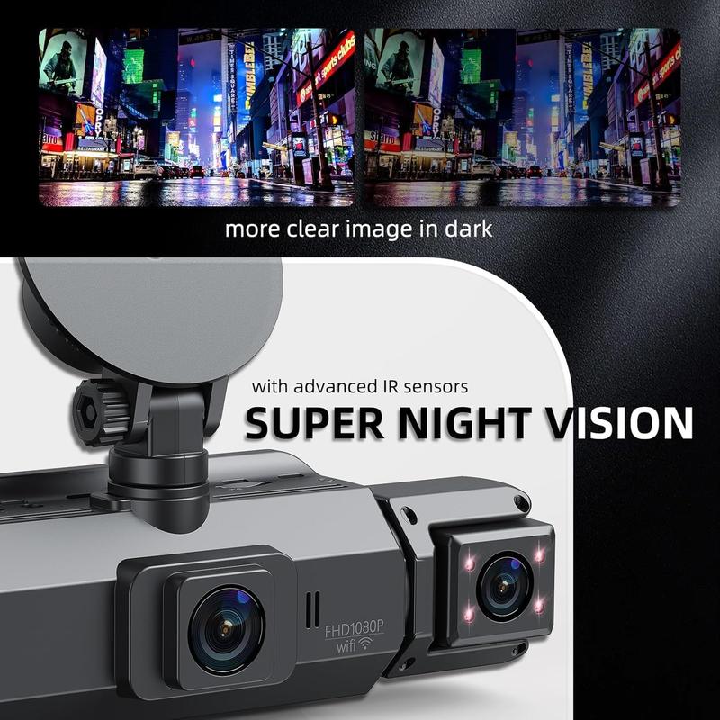 Dash Cam Front and Rear, Full HD Dual Dash Camera for Cars Built-in WiFi, 64GB Card, Car Camera with 4" IPS Screen, Clear Night Vision, HDR, App Control, 24H Parking Monitor Automotive Dashcam Dash Cam Front and Rear, Full HD Dual Dash Camera for Cars Built-in WiFi, 64GB Card, Car Camera with 4" IPS Screen, Clear Night Vision, HDR, App Control, 24H Parking Monitor Automotive Dashcam
