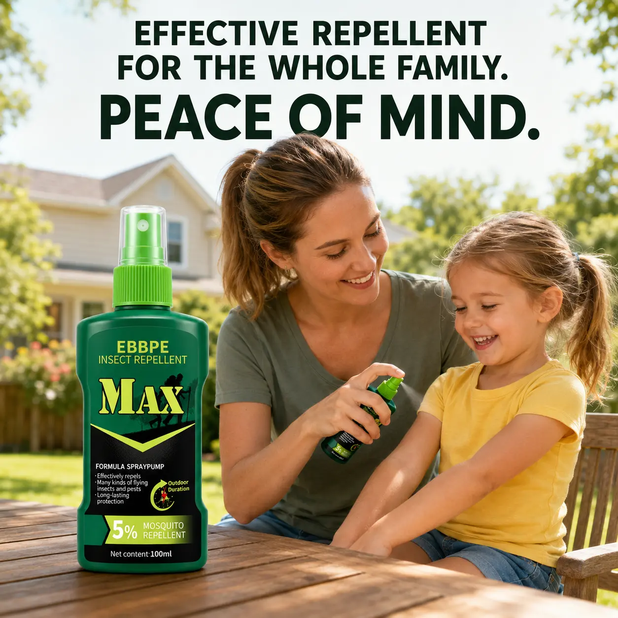 Outdoor Protection Spray, Plant-Derived Active Ingredients Mosquito Repellent Spray, Quick-Dry Non-Greasy Formula for Daily Outdoor Trips