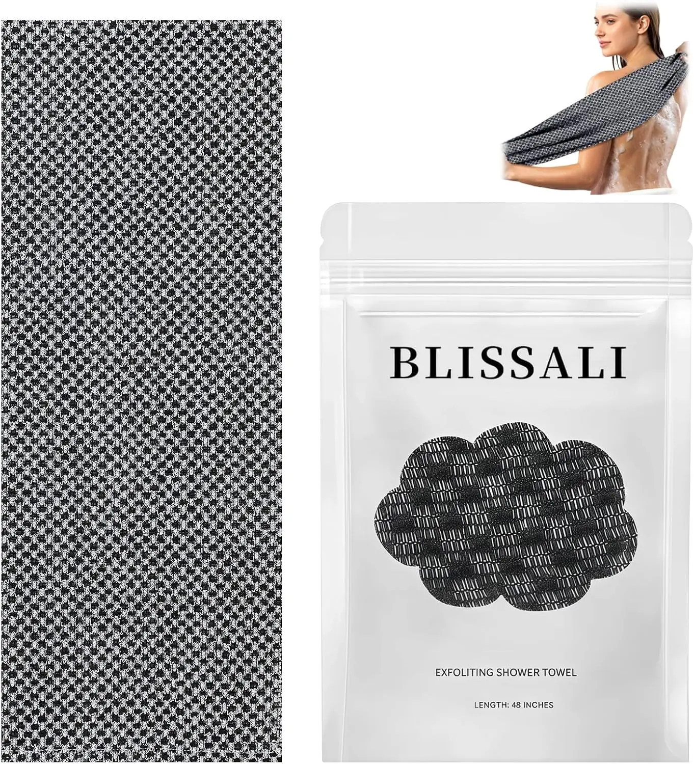 2-Pack Microfiber Exfoliating Shower Towel, 2-Sided Body Scrubber for Full Body Deep Cleaning, All Skin Types Bathing Accessory, Bathroom & Camping Essential