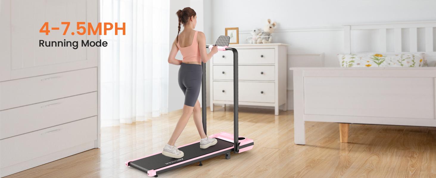 【Spring Glow Up】ANCHEER Armrest 2-in-1 Treadmill, with LED Display and Remote Control, for Home Office Walking, 5 Color Options Workout Machine