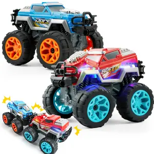 Jova Vroomix 2 Pack Smash & Bump Monster Truck Toys, Crashing Cars with Crash Sounds and Flashing Lights for Toddler Toys Age 3 4 5 6 7 Boy Easter Basket Stuffers Birthday Gifts