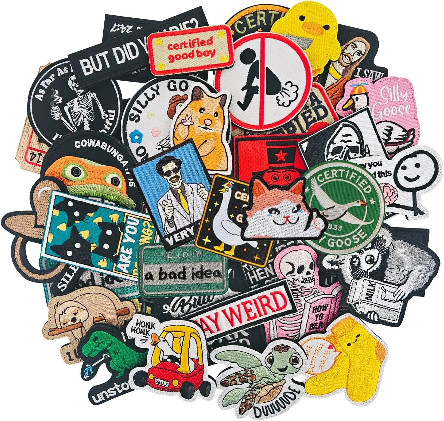 20Pcs Random Funny Patches with Hook and Loop, Embroidered Badge Patches, Embroidered Patch for Backpacks, Tactical Bag, Vests(Style-2)