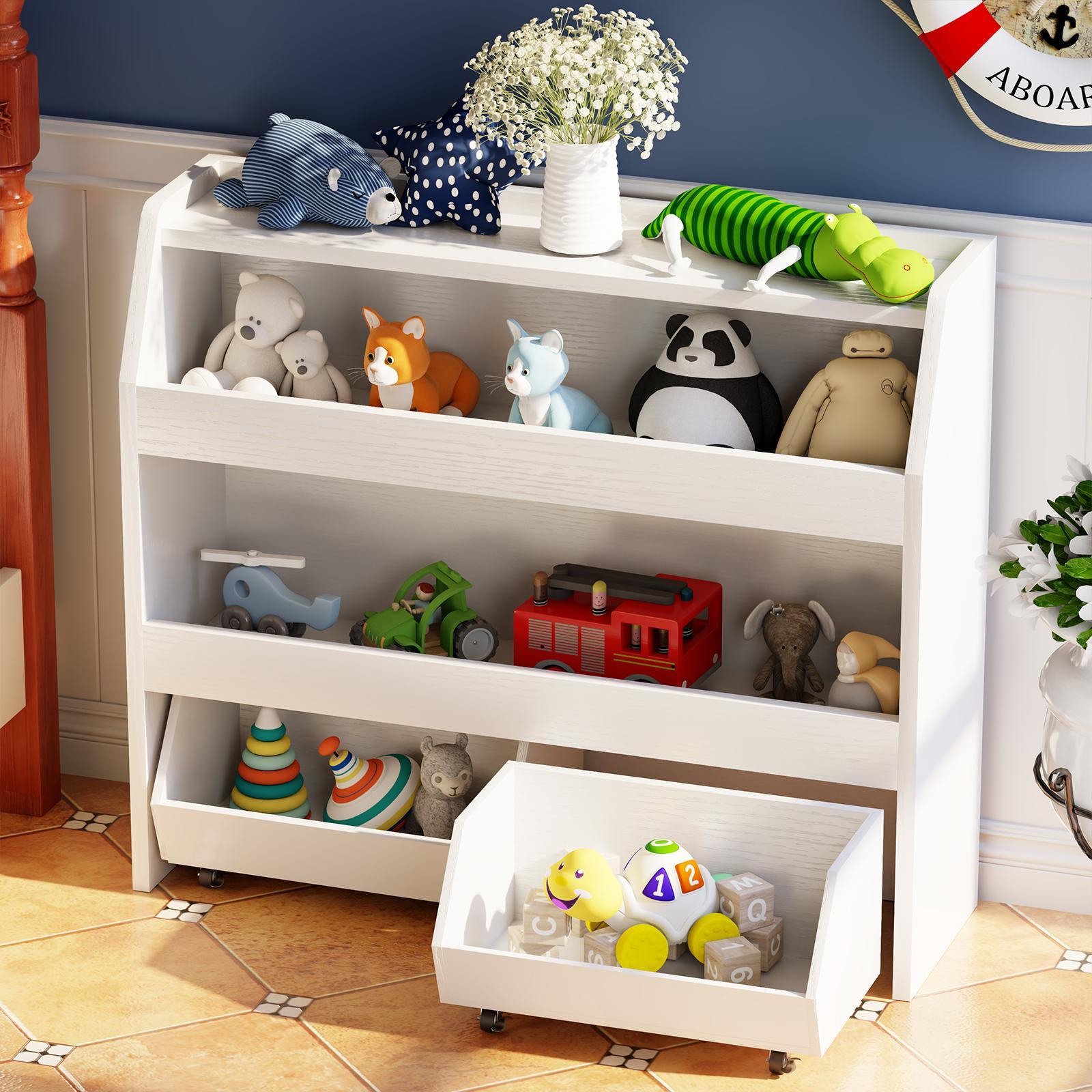 COZPAW Toy Storage Organizer, 2/3 Tier Montessori Shelf with Movable Bins, Toy Organizers Book Shelf for Kids Room, Playroom, Nursery