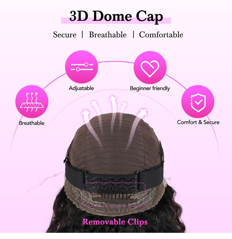 Vshow 360 Glueless Human Wigs Ombre 4/27 Highlight Water Wave Pre-cut HD Lace Wear Go Wigs With Drawstring Beginners Friendly