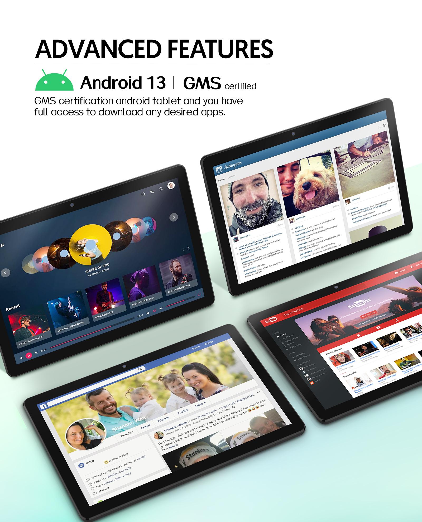 10.1-inch Android 13 Tablet, 7(3+4GB) RAM + 64GB ROM, WiFi, 1280 X 800 HD Display, 6000mAh Battery, Quad Core, Dual Cameras2MP +8MP, Stereo Speakers, USB Cable, Productivity Tablet, Christmas gifts