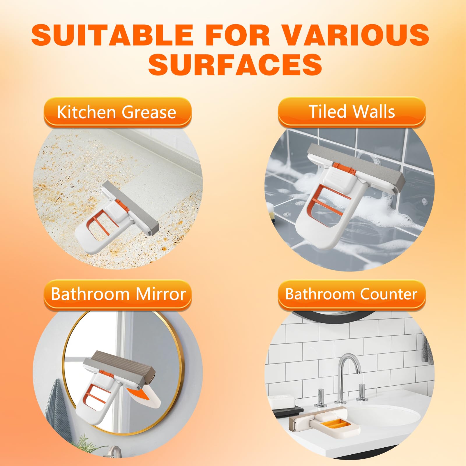 Mini Foldable Desktop Mop, 2025 Upgrade Squeeze Sponge Cleaning Tool, Mop Suitable for Mirrors, Glass Doors, Kitchens, Bathrooms, Tile Walls & Windowsills