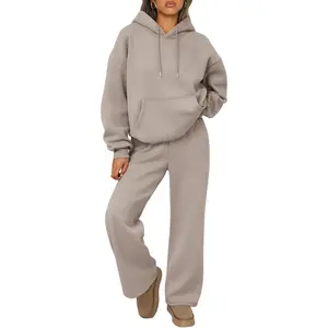 Womens 2 Piece Outfits Lounge Fall Fashion Sets Oversized Sweatshirts Wide Leg Pants Sweatsuits Winter Clothes