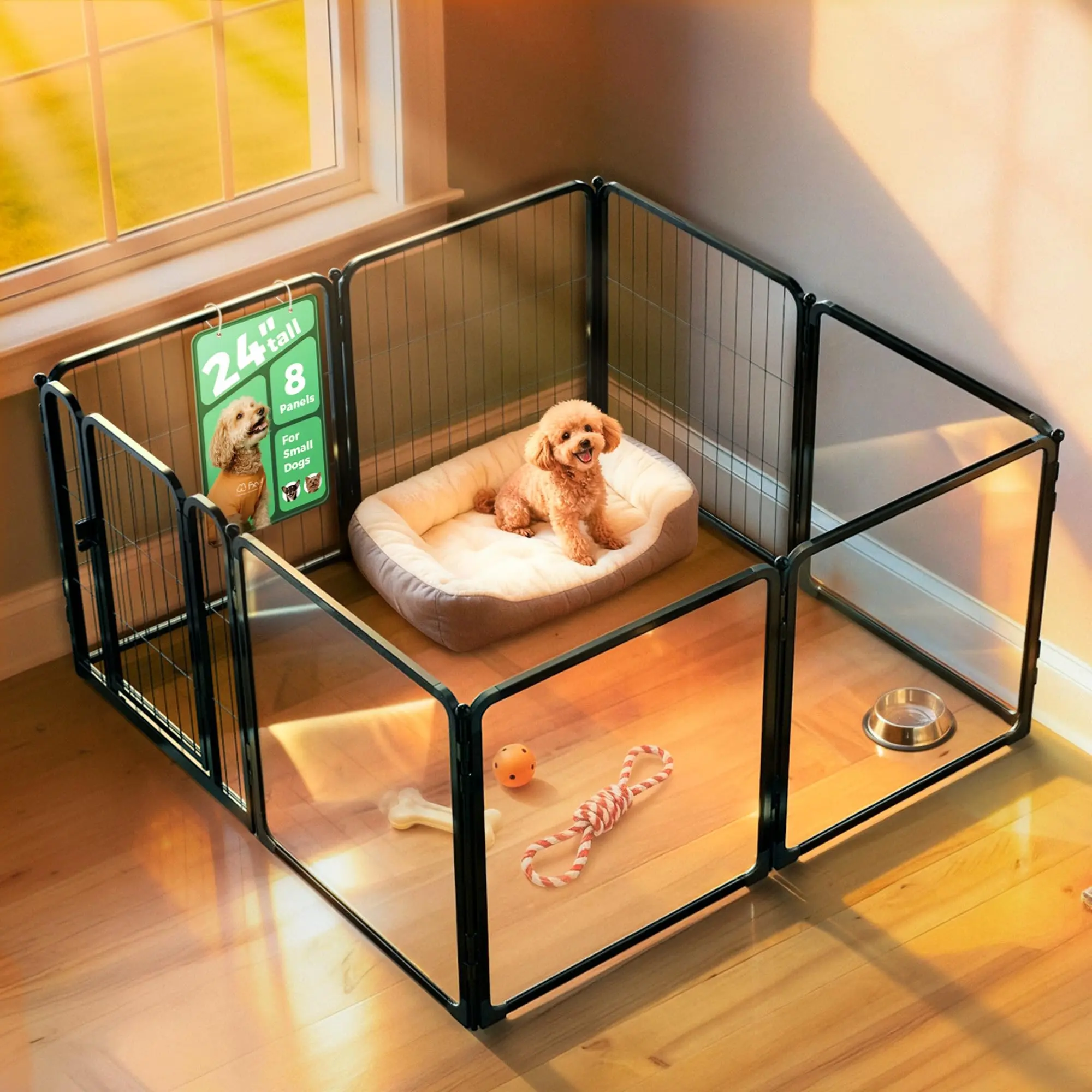 FXW Acrylic & Wire Mesh Indoor Dog Playpen | Patented