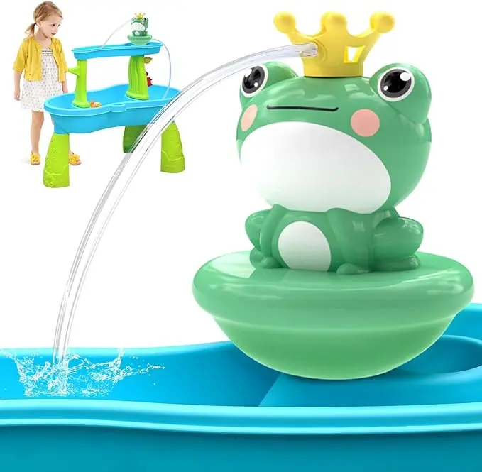 Water Table Pump for Toddlers, Frog Toys Battery Powered Pump for Water Table Cordless Work Splas baby shower gifth Toys Kids Toddler Summer Outddor Toys baby play Boys Girls Outdoor Backyard Summer Gifts, baby summer items,kids water toy Bathroom Play