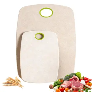 2-Piece Titanium Wheat Straw Cutting Board Set, 2 Sizes with Secure Non-Slip Base, Dishwasher Safe, Gentle on Knives, Plastic - Gluten Free & BPA Free Chopping Boards for Kitchen