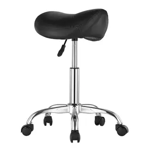 VEVOR Saddle Stool with Wheels,  , 450 LBS Weight Capacity Ergonomic Rolling Stool, Height Adjustable Thickened PU Leather Swivel Saddle Chair for Salon, Spa, Massage, Tattoo, Clinic, Black