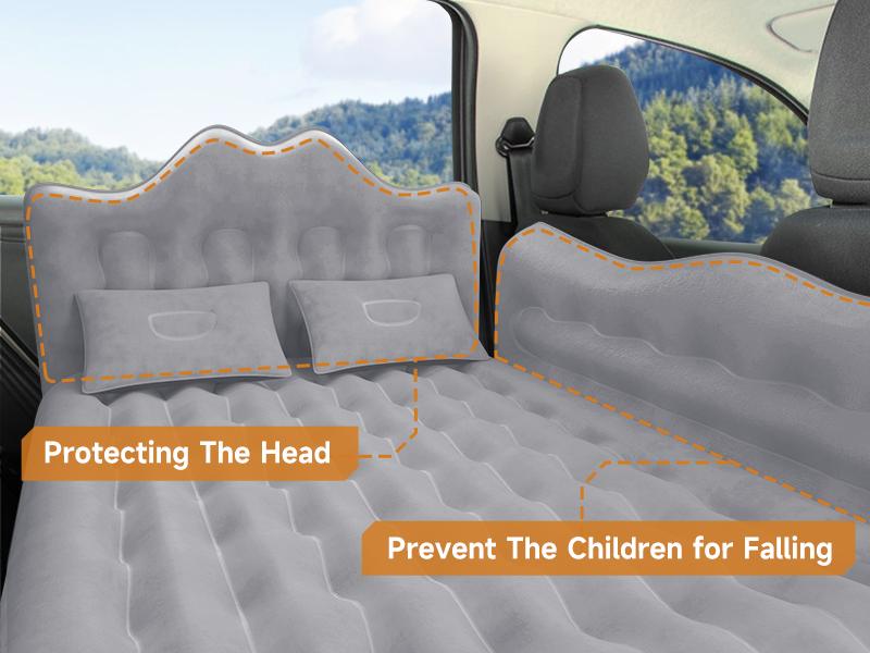 Umbrauto Car Air Mattress Bed: Inflatable SUV Camping Sleeping Pad for Truck Back Seat with Pump & Pillows, Blow Up Backseat Car Mattress for Van Rear Seat