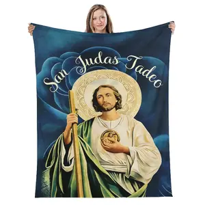 Blessed San Judas Tadeo Art Blanket Bed Sofa Leisure Time Soft Fleece Blanket Warm & Faith-Filled Lounge Essential