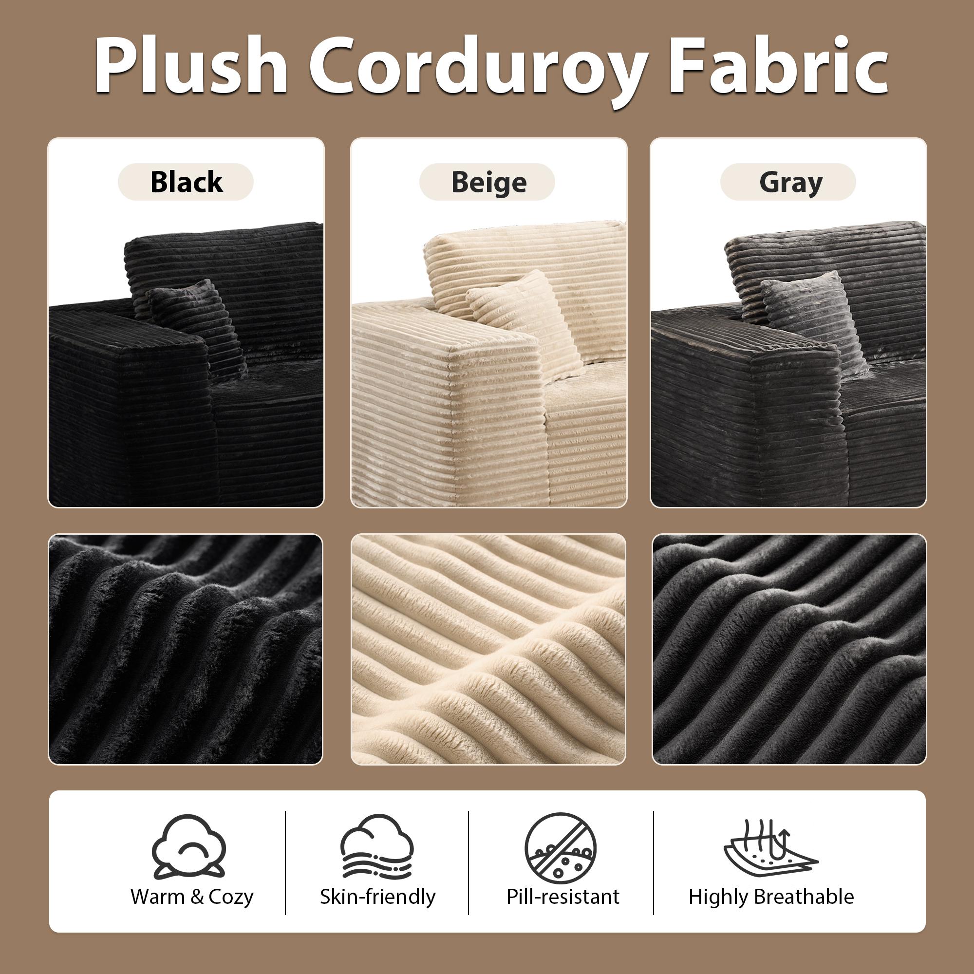 Oversized Viral Cloud Couch U Shape Boneless Sectional Sofa,Oversize Modern Modular Sofa with Deep Seat, Upholstered Couches for Living Room Bedroom,No Assembly Required, Free Combination,Plush Corduroy Fabric