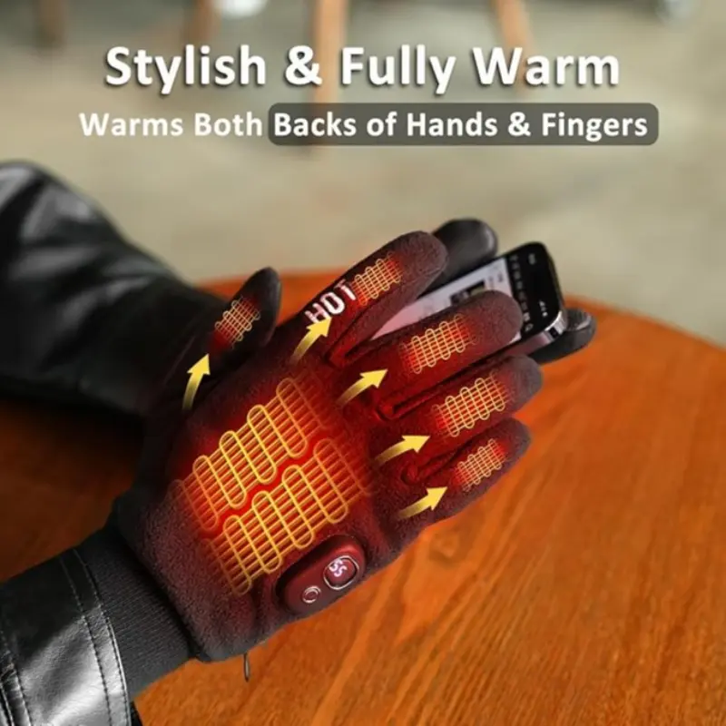 Heated Electric Gloves for Men, Touchscreen Winter Cycling Gloves, Thermal Insulated Extreme Cold Weather Gloves with Warm Fleece-lined Thick Design, Outdoor Sports Hand Protection, Hand Cover