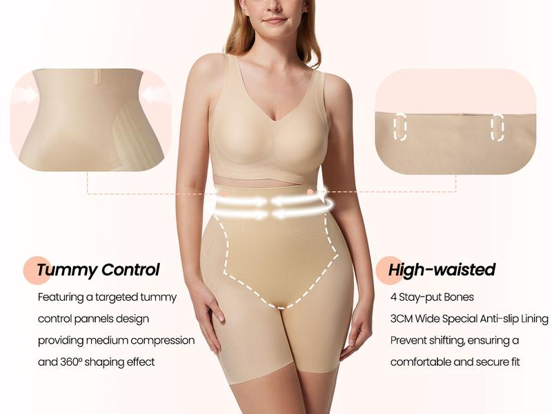 Vertvie Women's Tummy Control Shapewear Shorts High Waisted Seamless Body Shaper Underwear Butt Lifting Thigh Slimmer Breathable Soft Spandex Smooth