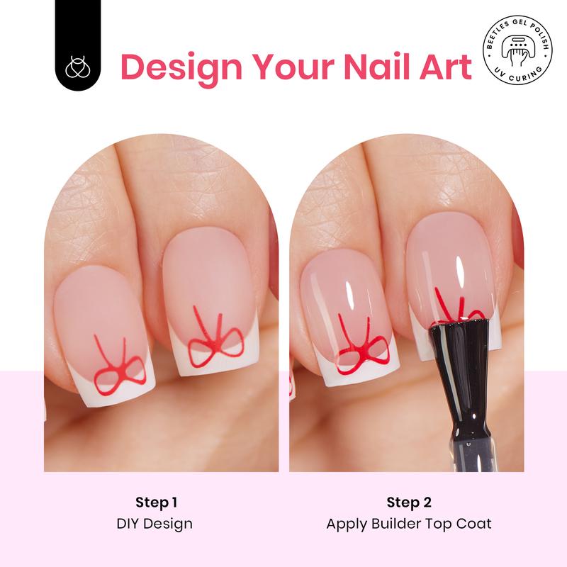 Beetles X Press Plus French Press On Nails Tips Kit, Pink Brown Short Square Almond Shape Natural Acrylic Nail Tips Effortless Beauty & DIY Manicures -   Easter Nail Designs Spring Floral Nails Vacation Nails Graduation Nails  newyearnewme valentinesday